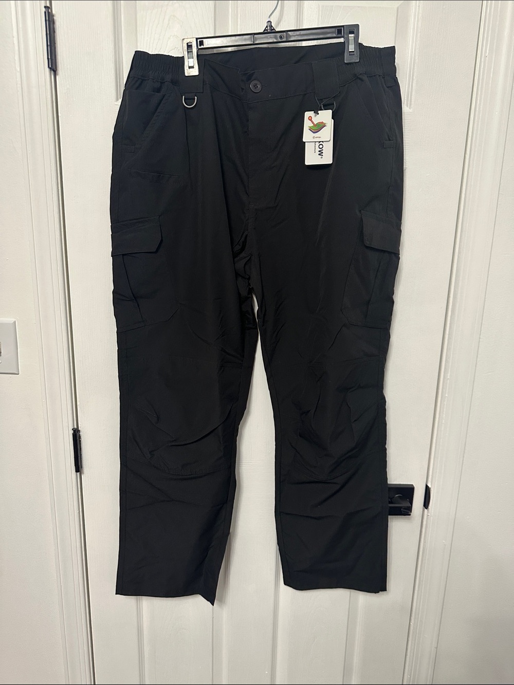 Noukow Black Men's Cargo Pants with Elastic Waist-40x30